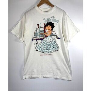 Vintage Betty Boop T Shirt Women Medium White Jumers Casino Rock Island USA Made